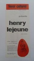 Affiche pour l'exposition <strong><em>Henry Lejeune</em></strong> , au foyer culturel (Haine-Saint-Pierre) , du 19 au 28 avril 1974.